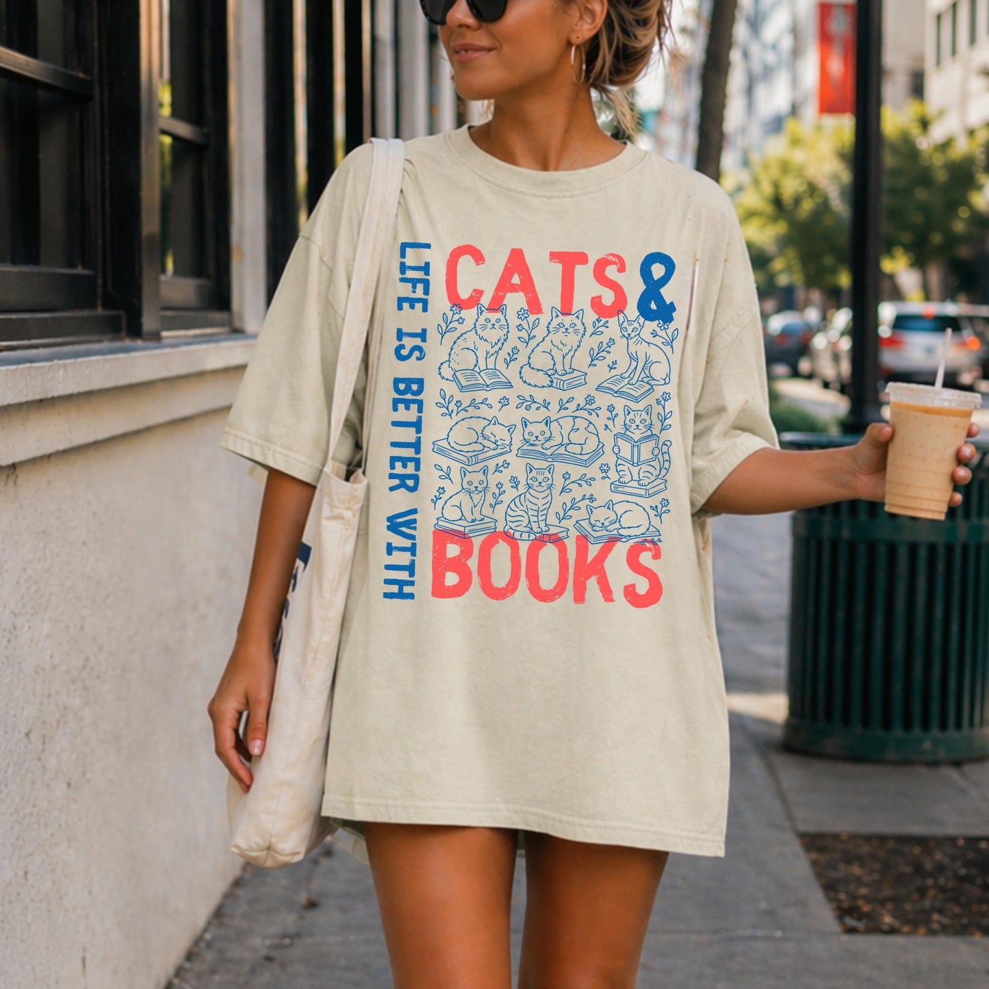Cats and Books T-Shirt V2