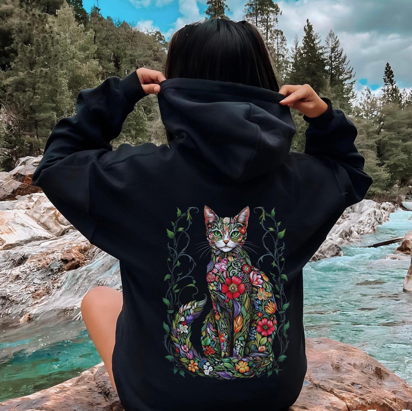 Floral Cat Lover Hoodie