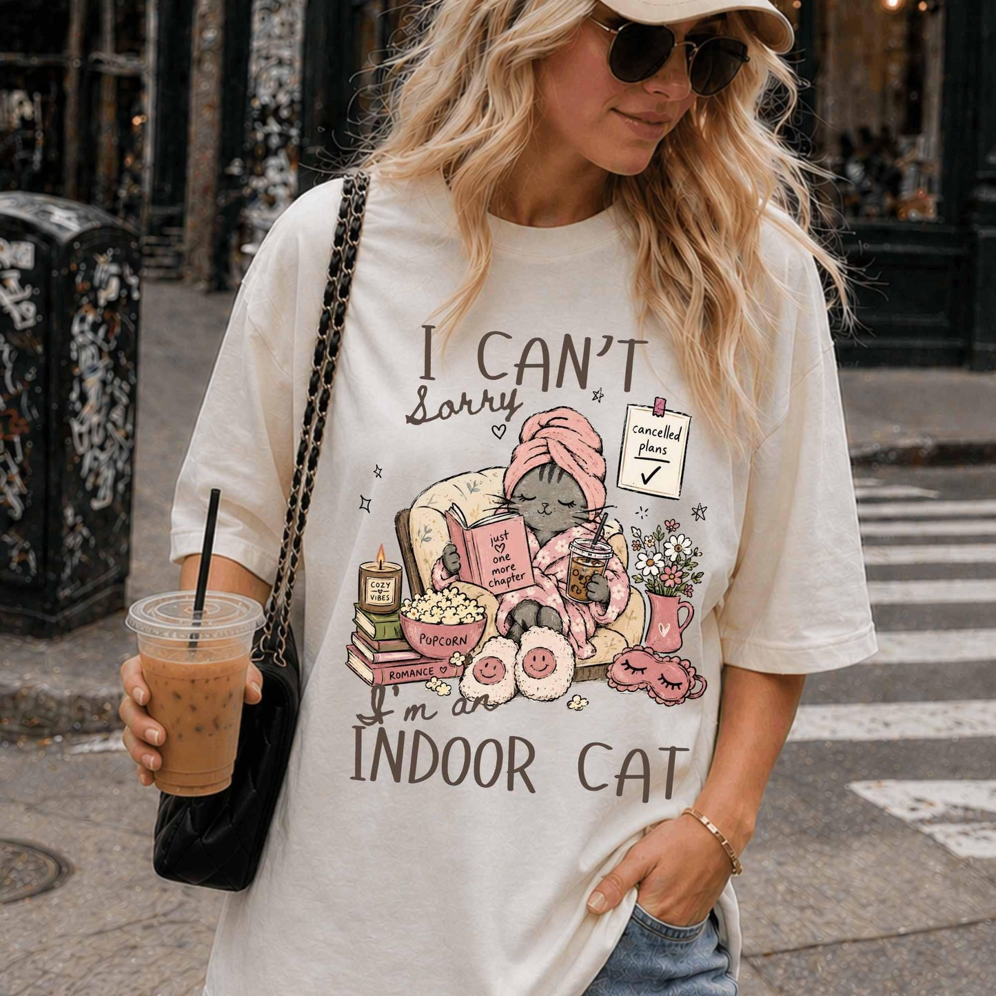 Cat Books Coffee Lover Tee