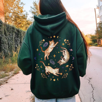 Three Cats Chasing Stars Hoodie
