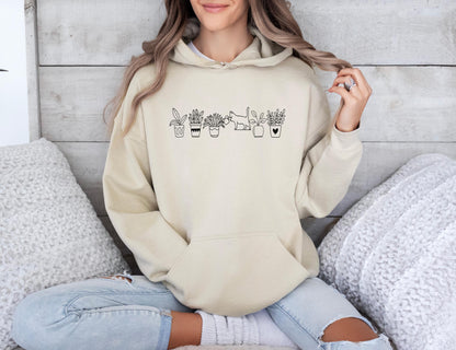 Cat Watering Plant Hoodie