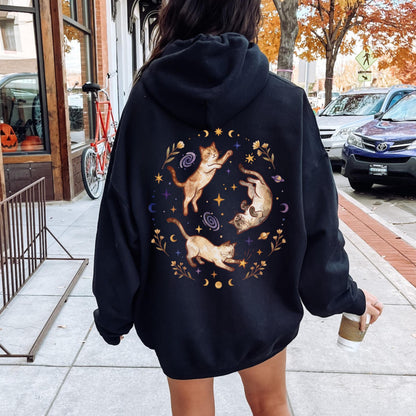 Three Cats Chasing Stars Hoodie