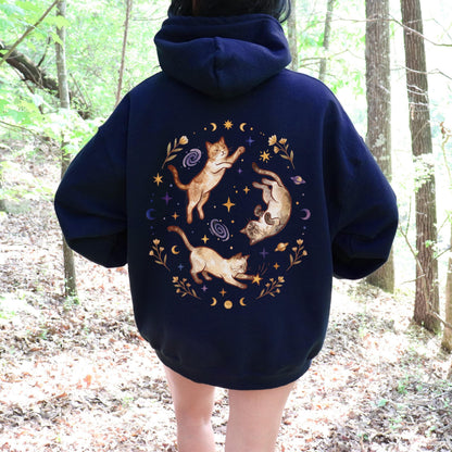 Three Cats Chasing Stars Hoodie