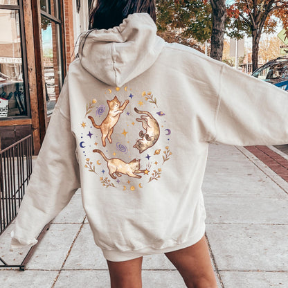 Three Cats Chasing Stars Hoodie