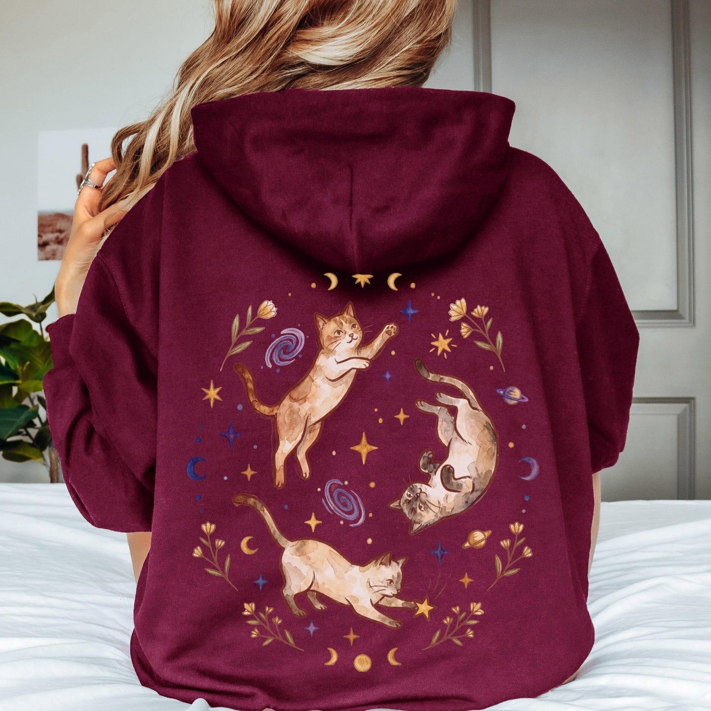 Three Cats Chasing Stars Hoodie