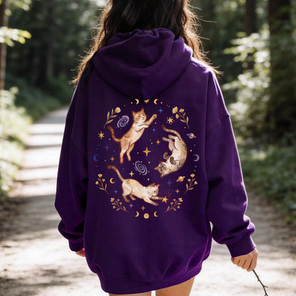 Three Cats Chasing Stars Hoodie