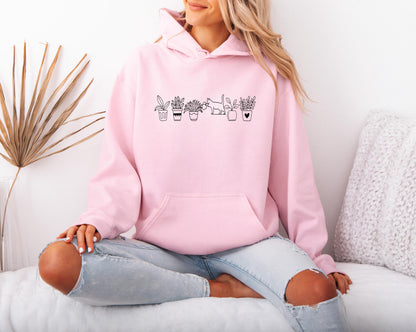 Cat Watering Plant Hoodie