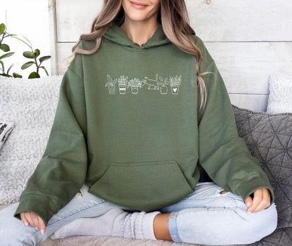 Cat Watering Plant Hoodie