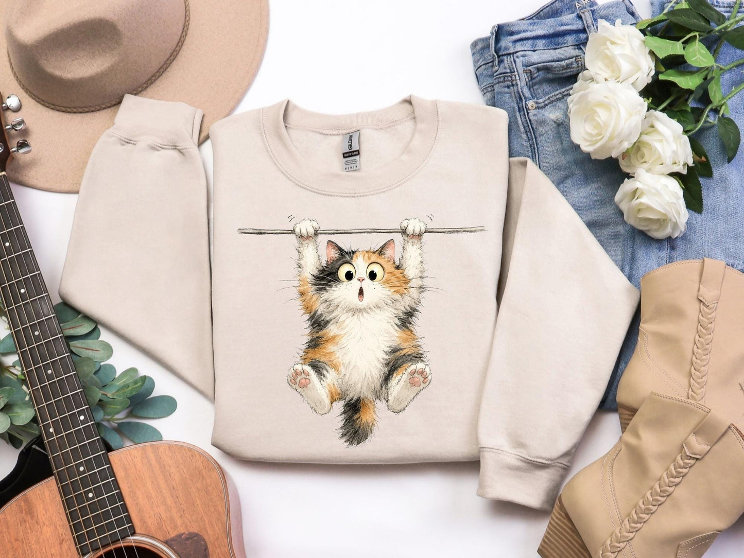 Funny Hanging Cat Sweatshirt