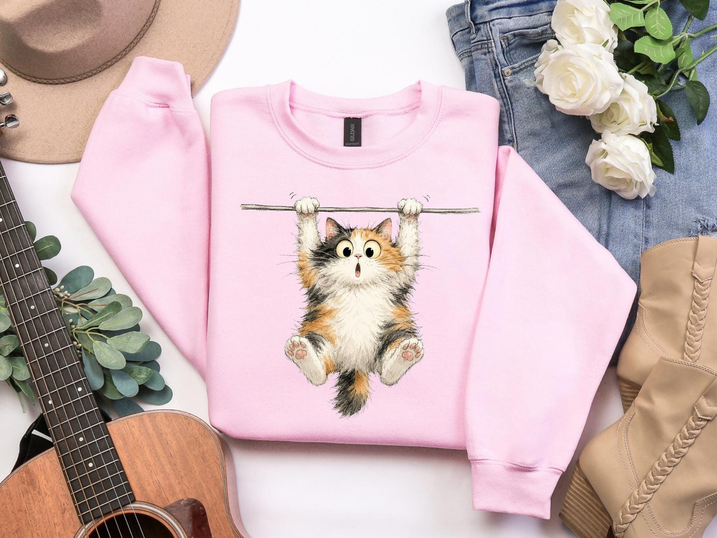 Funny Hanging Cat Sweatshirt