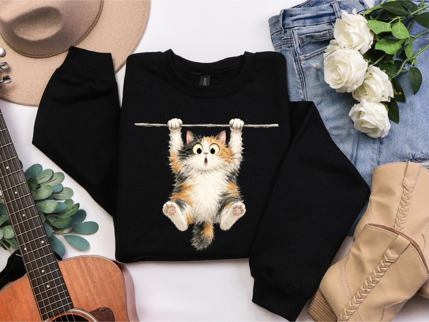 Funny Hanging Cat Sweatshirt