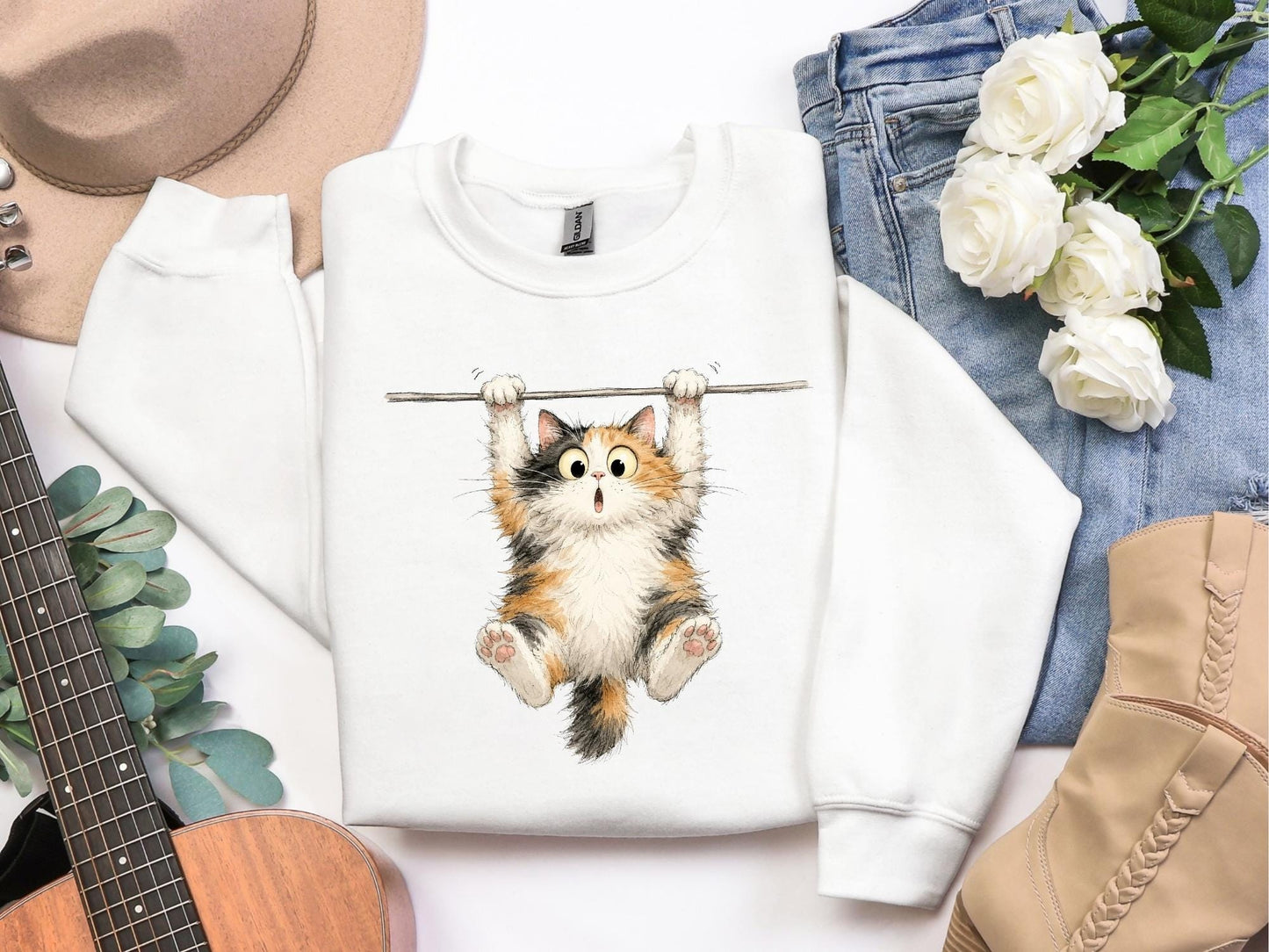 Funny Hanging Cat Sweatshirt