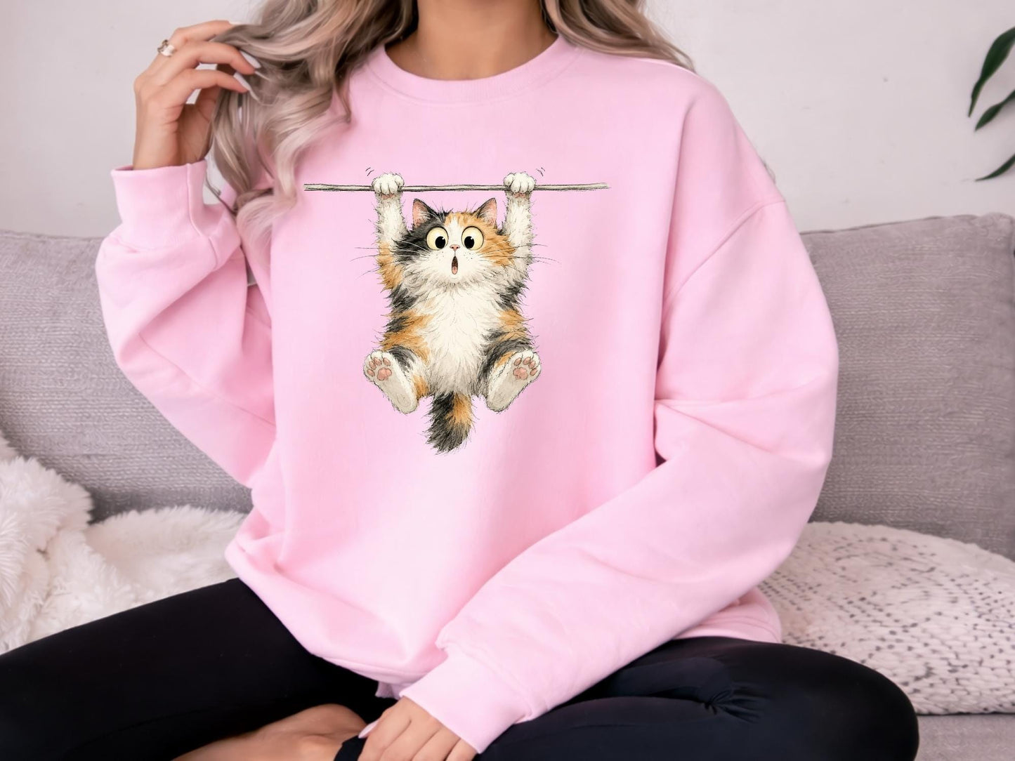 Funny Hanging Cat Sweatshirt