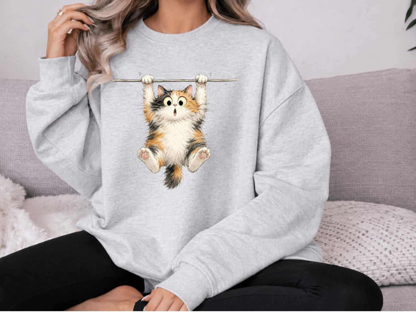 Funny Hanging Cat Sweatshirt