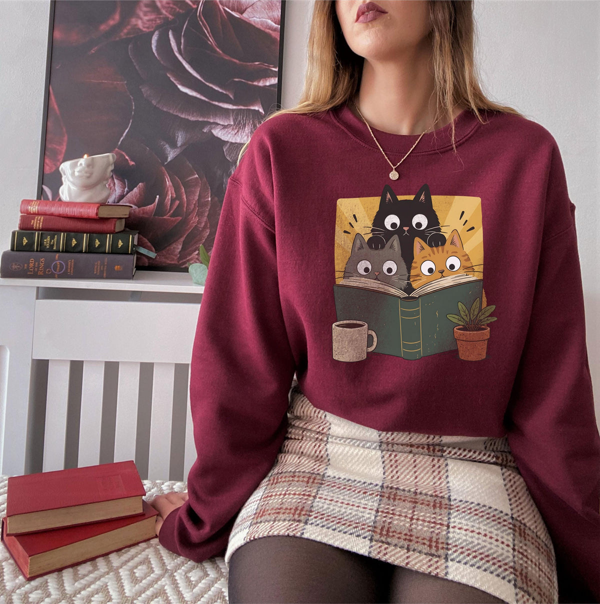 Book Lover Cat Sweatshirt V3