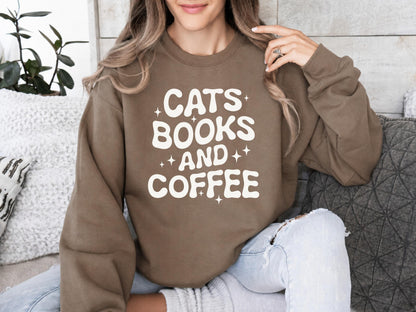 Cats Books And Coffee Sweatshirt V1
