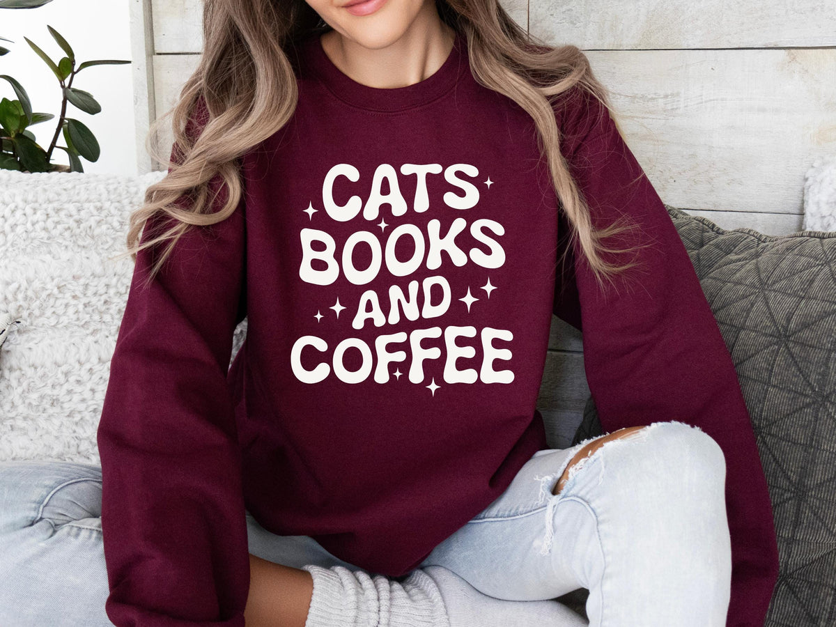 Cats Books And Coffee Sweatshirt V1
