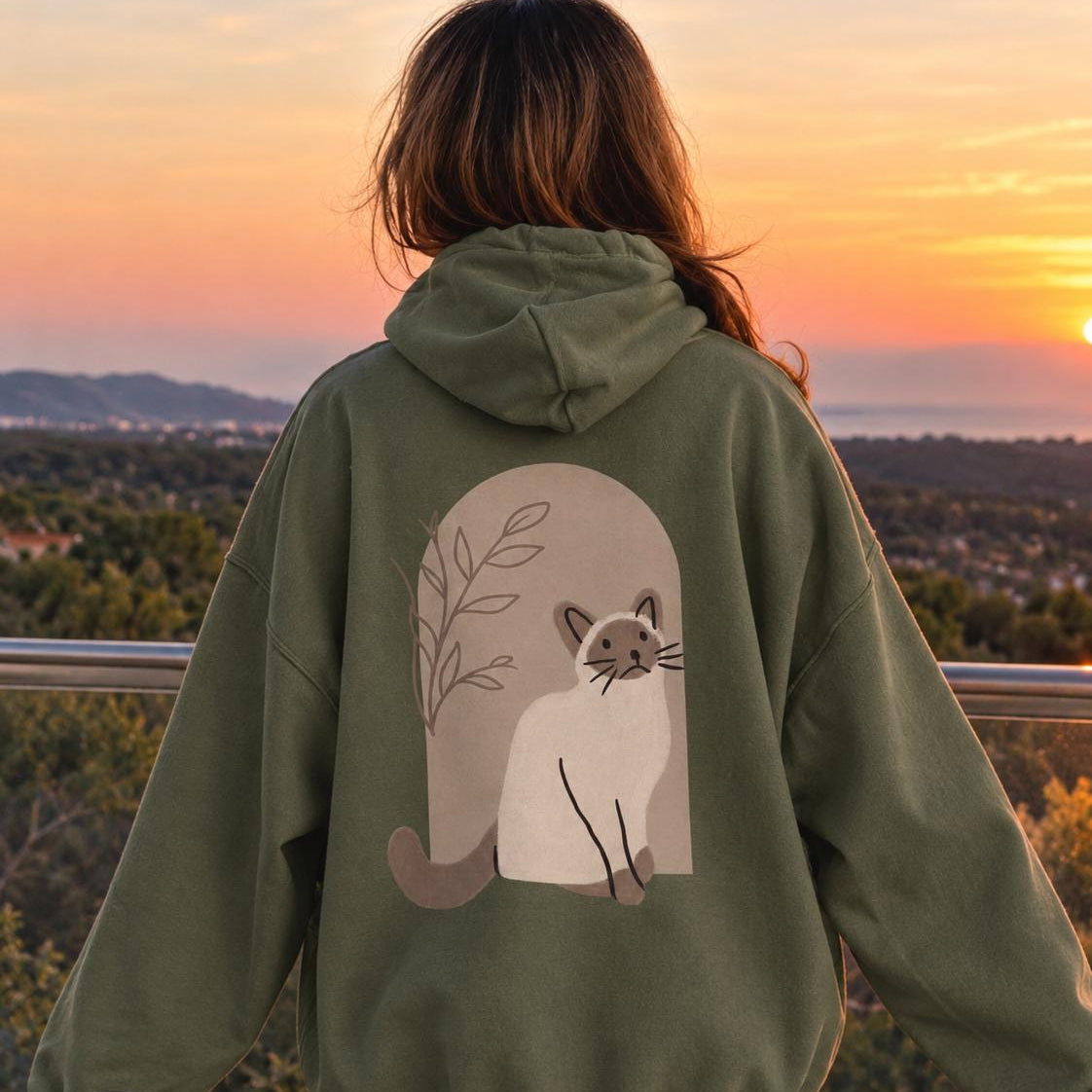 Minimalist Siamese Cat Hoodie