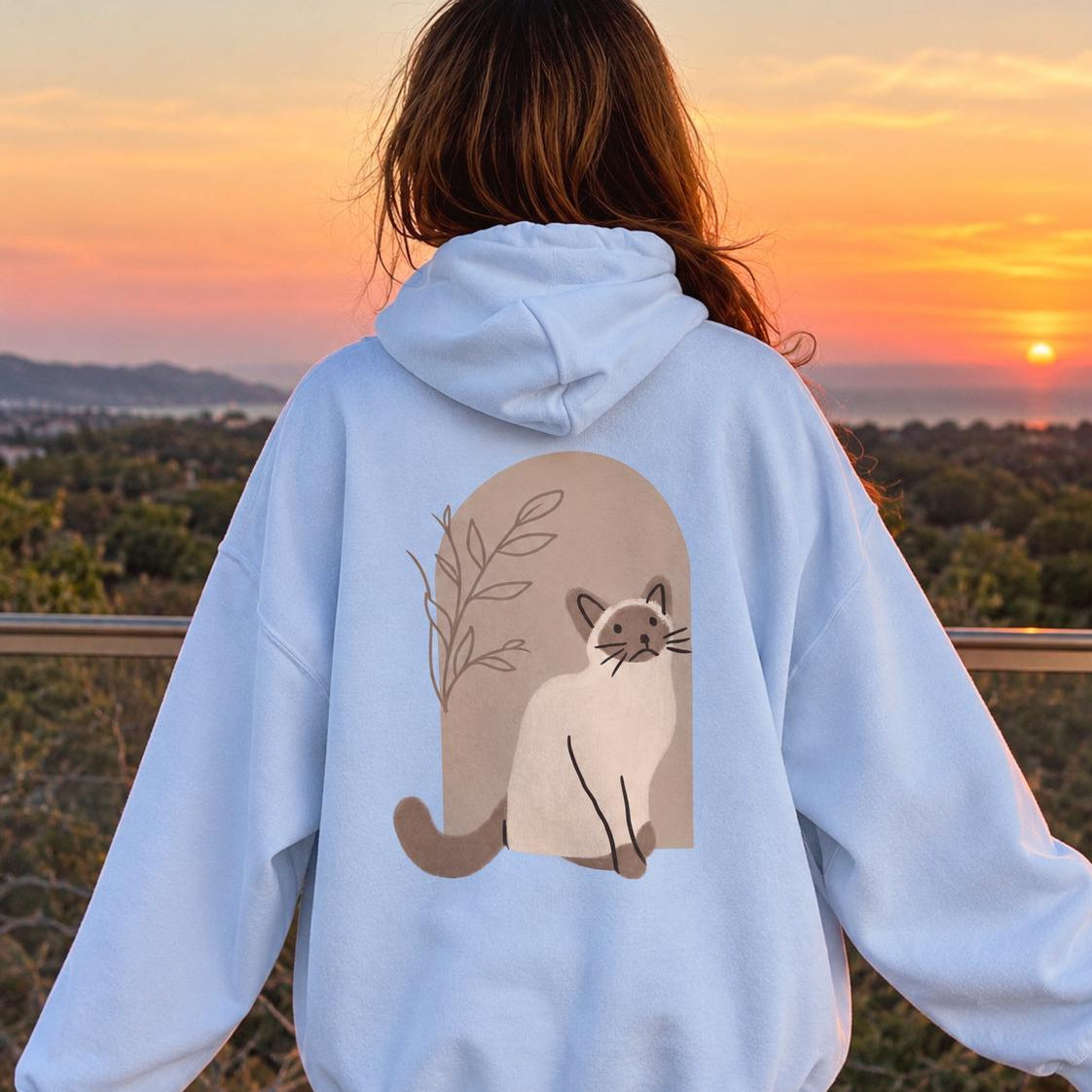 Minimalist Siamese Cat Hoodie