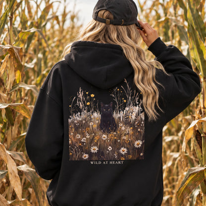 Black Cat Wildflower Hoodie