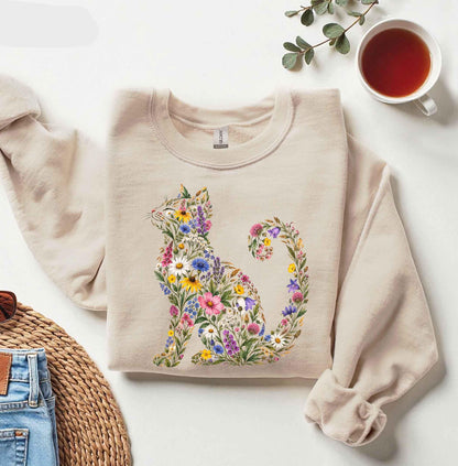 Wildflower Cat Sweatshirt