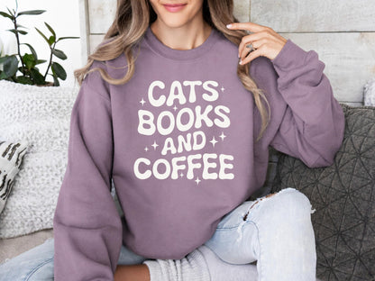 Cats Books And Coffee Sweatshirt V1