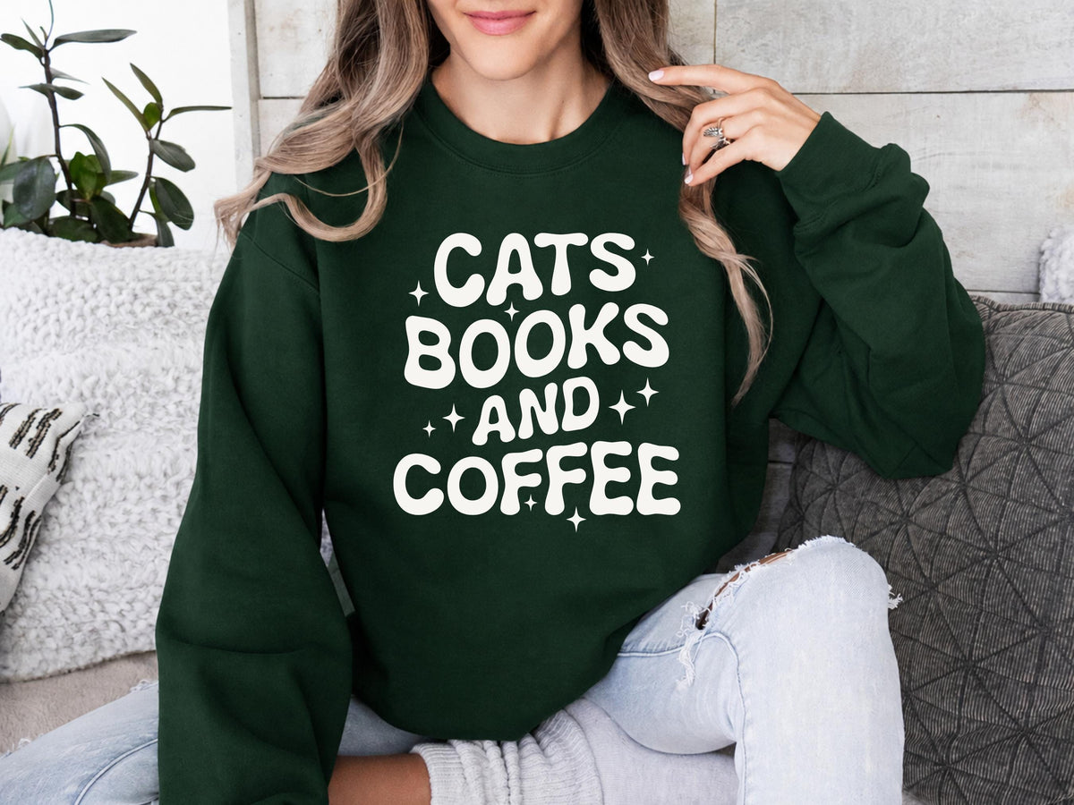 Cats Books And Coffee Sweatshirt V1