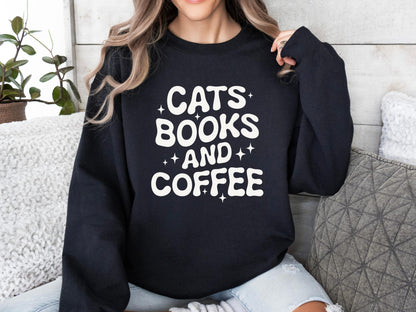 Cats Books And Coffee Sweatshirt V1