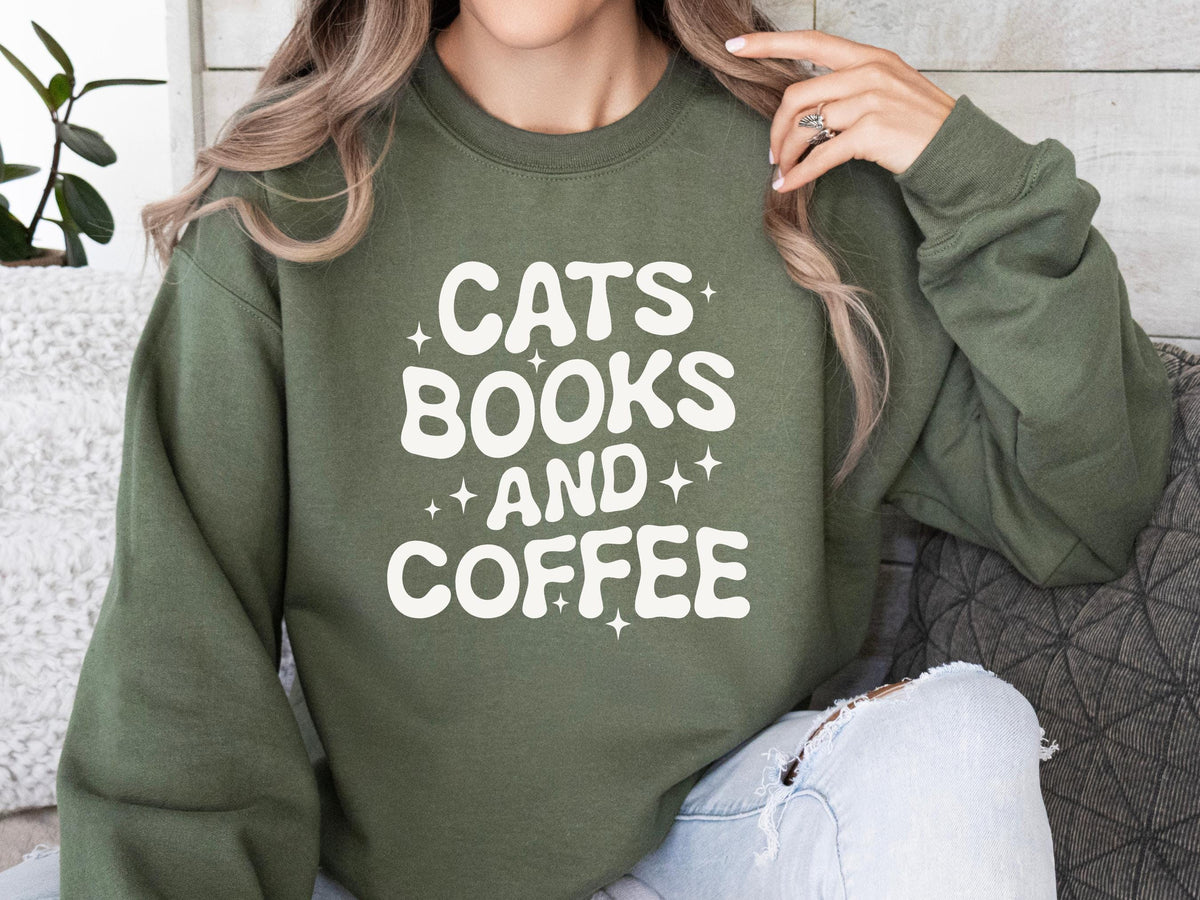 Cats Books And Coffee Sweatshirt V1