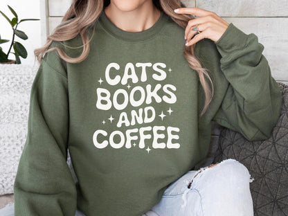Cats Books And Coffee Sweatshirt V1