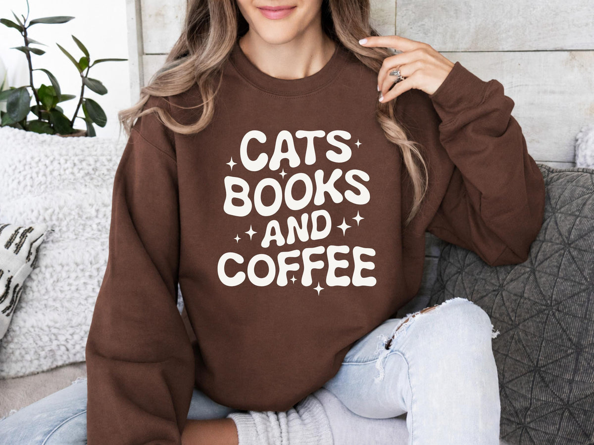 Cats Books And Coffee Sweatshirt V1