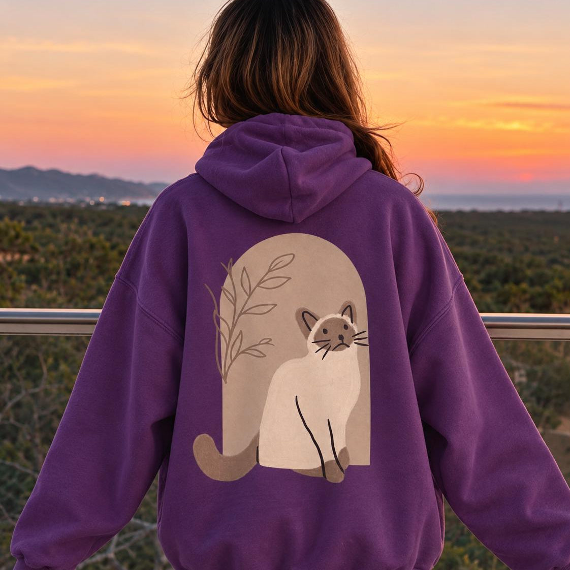 Minimalist Siamese Cat Hoodie