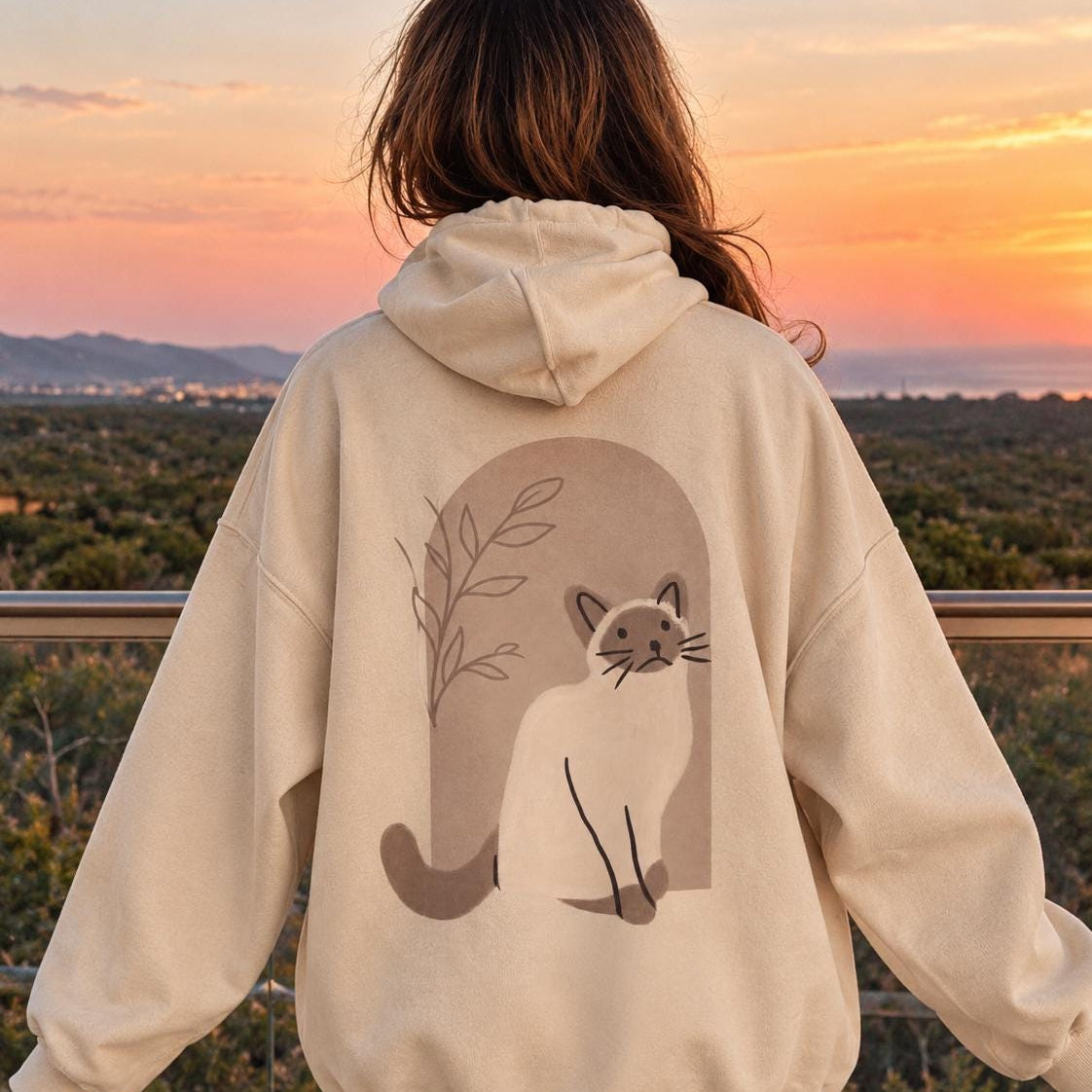 Minimalist Siamese Cat Hoodie