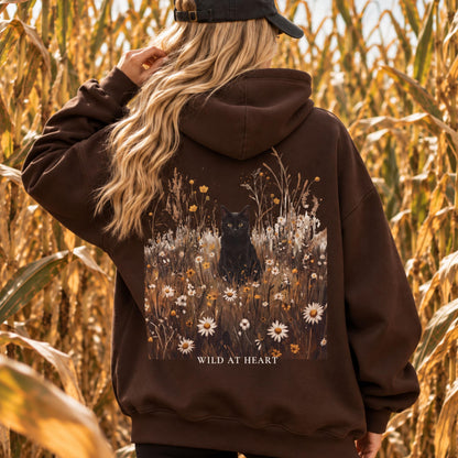 Black Cat Wildflower Hoodie