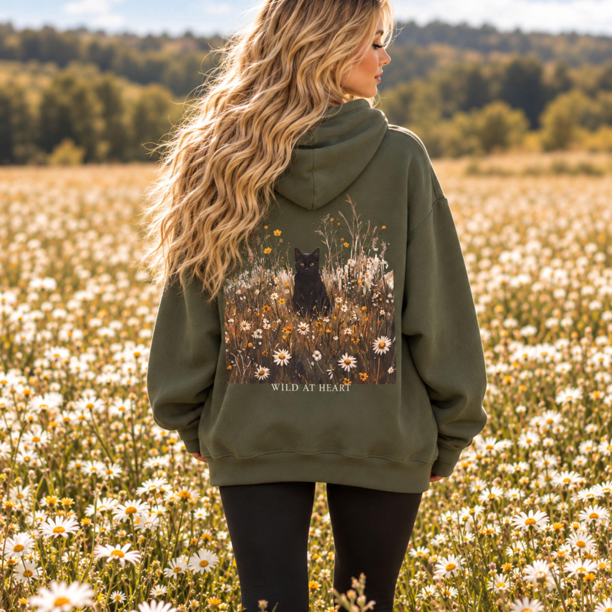 Black Cat Wildflower Hoodie