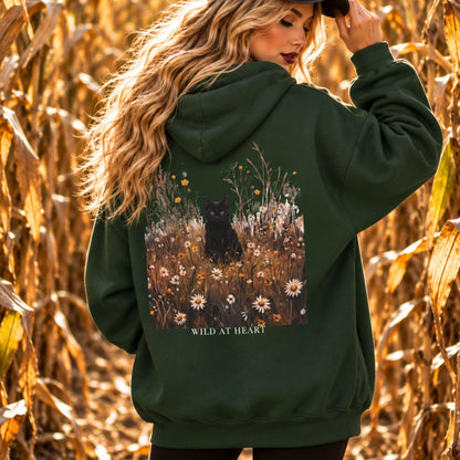 Black Cat Wildflower Hoodie